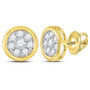 Earrings |  14kt Yellow Gold Womens Round Diamond Circle Cluster Stud Earrings 1/2 Cttw |  Splendid Jewellery