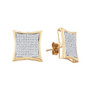 Earrings |  10kt White Gold Womens Round Diamond Square Kite Cluster Earrings 1/2 Cttw |  Splendid Jewellery