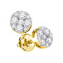 Earrings |  14kt Yellow Gold Womens Round Diamond Flower Cluster Stud Earrings 1/2 Cttw |  Splendid Jewellery