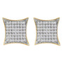 Earrings |  10kt Yellow Gold Womens Round Diamond Square Kite Cluster Earrings 3/8 Cttw |  Splendid Jewellery