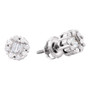 Earrings |  14kt White Gold Womens Round Baguette Diamond Cluster Stud Earrings 1/4 Cttw |  Splendid Jewellery