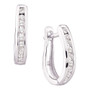 Earrings |  14kt White Gold Womens Round Diamond Oblong Hoop Earrings 1/4 Cttw |  Splendid Jewellery