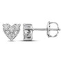 Earrings |  10kt White Gold Womens Round Diamond Heart Cluster Stud Earrings 1/3 Cttw |  Splendid Jewellery