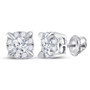 Earrings |  14kt White Gold Womens Round Diamond Halo Solitaire Earrings 1/4 Cttw |  Splendid Jewellery