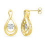 Earrings |  10kt Yellow Gold Womens Round Diamond Moving Twinkle Teardrop Earrings 1/20 Cttw |  Splendid Jewellery
