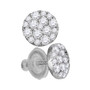 Earrings |  14kt White Gold Womens Round Diamond Cluster Earrings 1 Cttw |  Splendid Jewellery