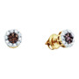 Earrings |  14kt Yellow Gold Womens Round Brown Diamond Flower Cluster Earrings 1-1/2 Cttw |  Splendid Jewellery
