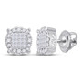 Earrings |  14kt White Gold Womens Princess Diamond Fashion Cluster Earrings 1/2 Cttw |  Splendid Jewellery