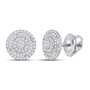 Earrings |  14kt White Gold Womens Princess Diamond Fashion Cluster Earrings 1/2 Cttw |  Splendid Jewellery