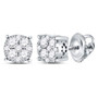 Earrings |  14kt White Gold Womens Round Diamond Cluster Earrings 1/2 Cttw |  Splendid Jewellery