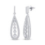 Earrings |  14kt White Gold Womens Round Diamond Teardrop Dangle Earrings 3/4 Cttw |  Splendid Jewellery