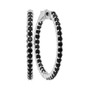 Earrings |  14kt White Gold Womens Round Pave-set Black Sapphire Inside Outside Hoop Earrings 3-3/4 Cttw |  Splendid Jewellery