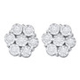 Earrings |  10kt White Gold Womens Round Illusion-set Diamond Flower Cluster Earrings 1 Cttw |  Splendid Jewellery