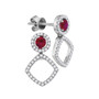 Earrings |  18kt White Gold Womens Round Ruby Diamond Fashion Earrings 7/8 Cttw |  Splendid Jewellery