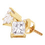 Earrings |  14kt Yellow Gold Unisex Princess Diamond Solitaire Stud Earrings 7/8 Cttw |  Splendid Jewellery