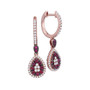 Earrings |  18kt Rose Gold Womens Round Ruby Diamond Teardrop Dangle Earrings 7/8 Cttw |  Splendid Jewellery