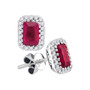 Earrings |  14kt White Gold Womens Emerald-cut Ruby Diamond Stud Earrings 1-1/2 Cttw |  Splendid Jewellery
