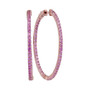 Earrings |  14kt Rose Gold Womens Round Pink Sapphire Slender Inside Outside Hoop Earrings 3-3/4 Cttw |  Splendid Jewellery