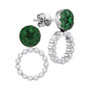 Earrings |  18kt White Gold Womens Round Emerald Diamond Convertible Dangle Earrings 1-7/8 Cttw |  Splendid Jewellery