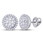 Earrings |  14kt White Gold Womens Round Diamond Halo Cluster Earrings 1 Cttw |  Splendid Jewellery