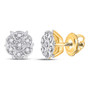 Earrings |  10kt Yellow Gold Womens Round Prong-set Diamond Cluster Stud Earrings 1/20 Cttw |  Splendid Jewellery