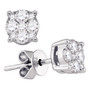 Earrings |  18kt White Gold Womens Round Diamond Cluster Stud Earrings 1-3/8 Cttw |  Splendid Jewellery