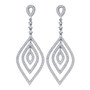 Earrings |  14kt White Gold Womens Round Diamond Oval Dangle Earrings 1 Cttw |  Splendid Jewellery