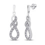 Earrings |  Sterling Silver Womens Round Diamond Dangle Earrings 1/8 Cttw |  Splendid Jewellery