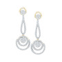 Earrings |  10kt Yellow Gold Womens Round Diamond Circle Cluster Dangle Earrings 1 Cttw |  Splendid Jewellery