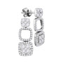 Earrings |  18kt White Gold Womens Round Diamond Convertible Square Dangle Jacket Earrings 1-3/8 Cttw |  Splendid Jewellery