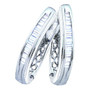 Earrings |  Sterling Silver Womens Baguette Diamond Hoop Earrings 1/3 Cttw |  Splendid Jewellery