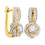 Earrings |  10kt Yellow Gold Womens Round Diamond Swirled Cluster Hoop Earrings 3/4 Cttw |  Splendid Jewellery