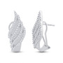 Earrings |  14kt White Gold Womens Round Diamond French-Clip Hoop Earrings 1-1/3 Cttw |  Splendid Jewellery