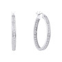 Earrings |  14kt White Gold Womens Round Diamond Single Row Inside Outside Endless Hoop Earrings 1 Cttw |  Splendid Jewellery