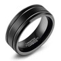 Grooved Black Tungsten Wedding Ring