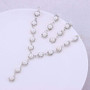 Simulated Pearl Wedding Jewelry Set With Silver Color Necklace & Earrings Gorgeous Crystal Bridal Accessories