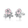 Enthralling Drop Earring With Cubic Zirconia and Crystal Pink Flower - Silver Jewellery - Gift for Her