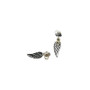 Sterling Silver Stud pave Cubic Zirconia and Gold heart earring