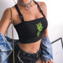 Dragon Embroidery Crop Top