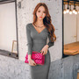 V Neck Slim Bodycon Dress