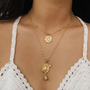 Rose Coin Pendant Necklace