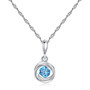 925 Sterling Silver Blue Topaz Pendant Necklace Jewelry