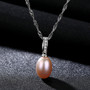 925 Sterling Silver Chain Necklace Natural Pearl Pendant