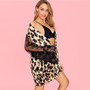 Belted Leopard Robe Sexy With Thong Lingerie Set Sleepwear Gown