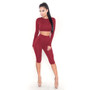 2 Piece Set Sexy Long Sleeve Top Biker Shorts Suit Set