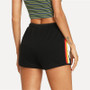 Striped Side Drawstring Shorts Elastic Waist Fitness Shorts