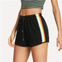 Striped Side Drawstring Shorts Elastic Waist Fitness Shorts