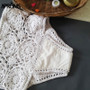 Aproms White Handmade Crochet Knitted Crop Top and High Waist Bottom