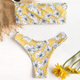 Flower Print High Cut Bandeau Set Beachwear Bathing Suit Two Piece Set