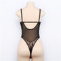 Black bow lace backless transparent sexy bodysuit